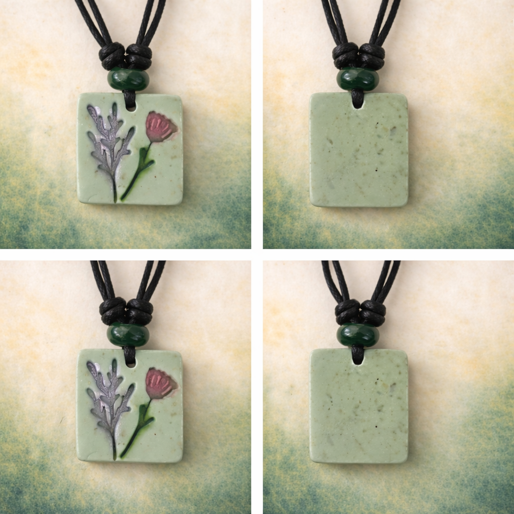 Handcrafted Nature Inspired Clay & Crystal Necklace