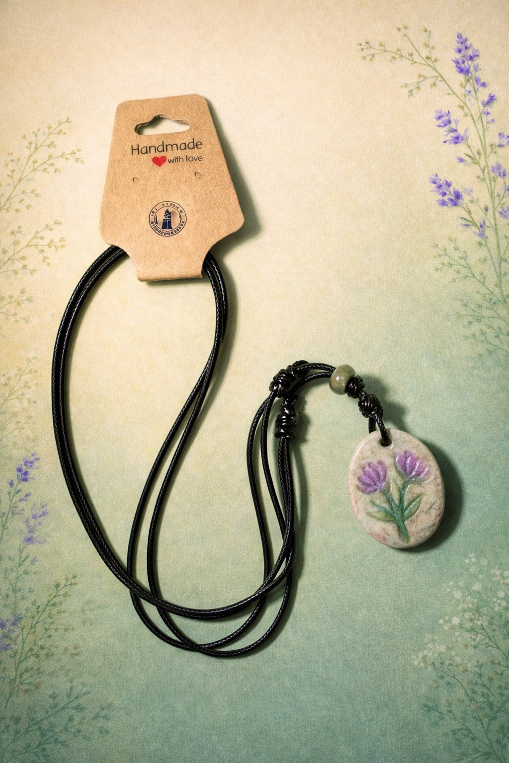 Handcrafted Nature Inspired Clay & Crystal Necklace