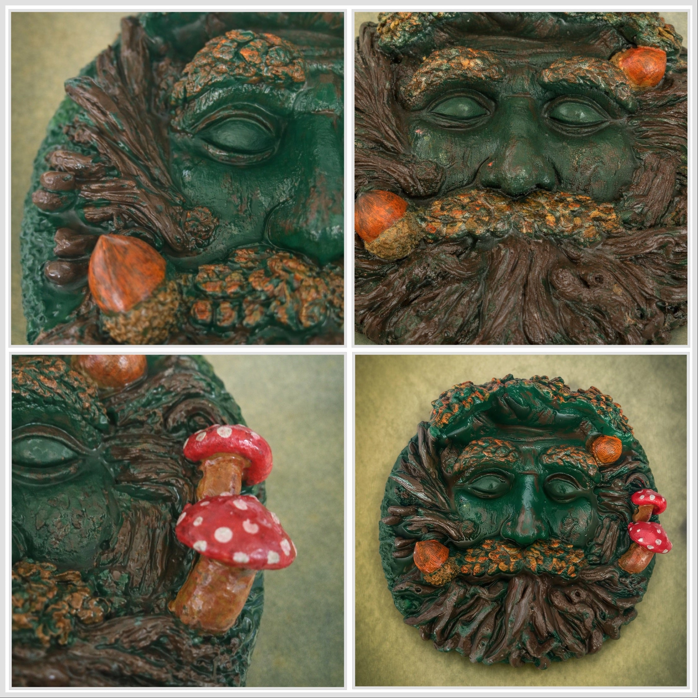 Dark Green - Elderbark Green Man Plaque