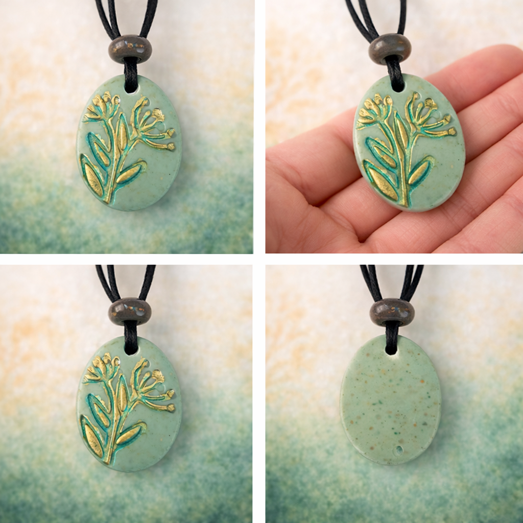 Handcrafted Nature Inspired Clay & Crystal Necklace