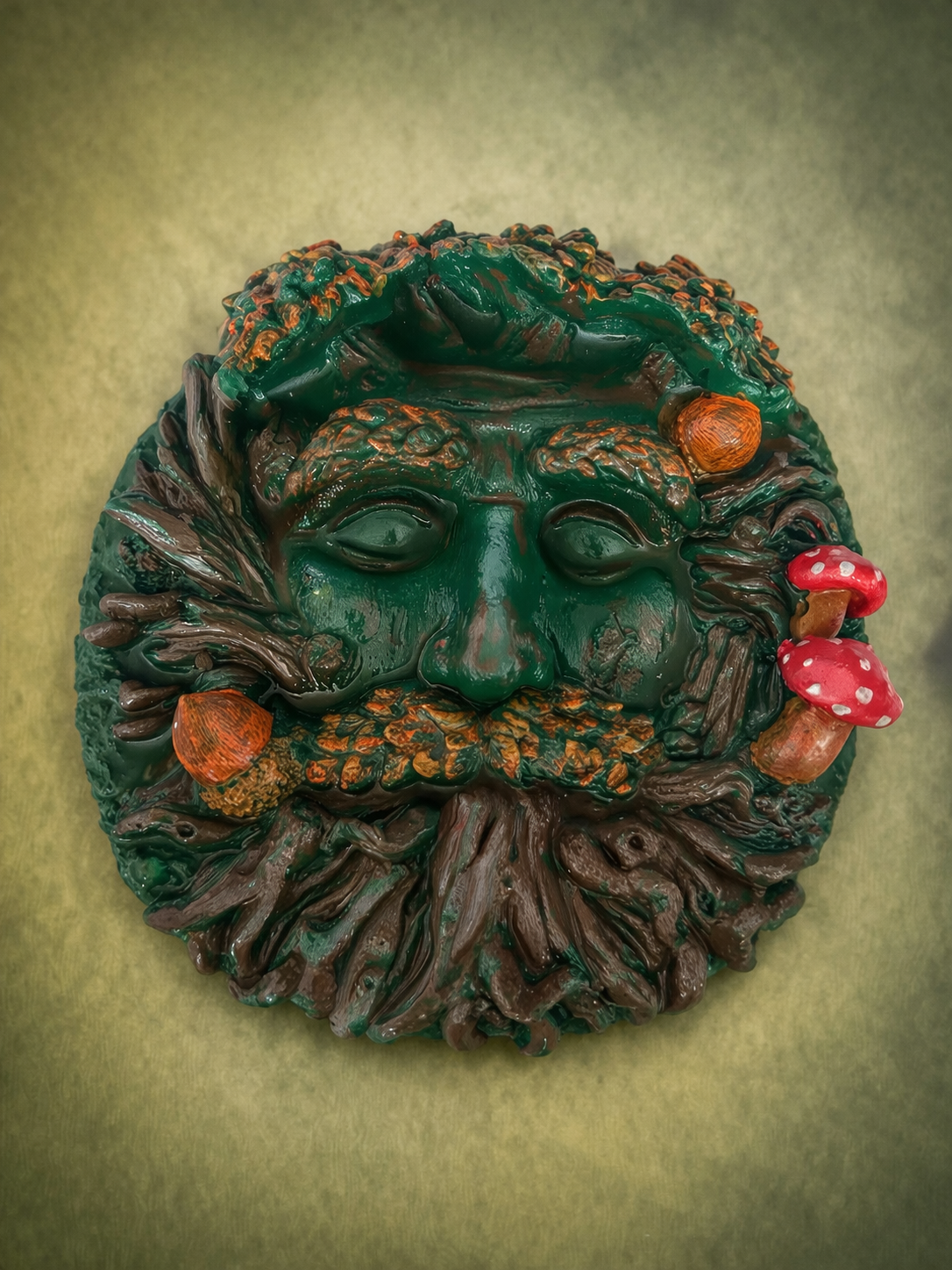 Dark Green - Elderbark Green Man Plaque