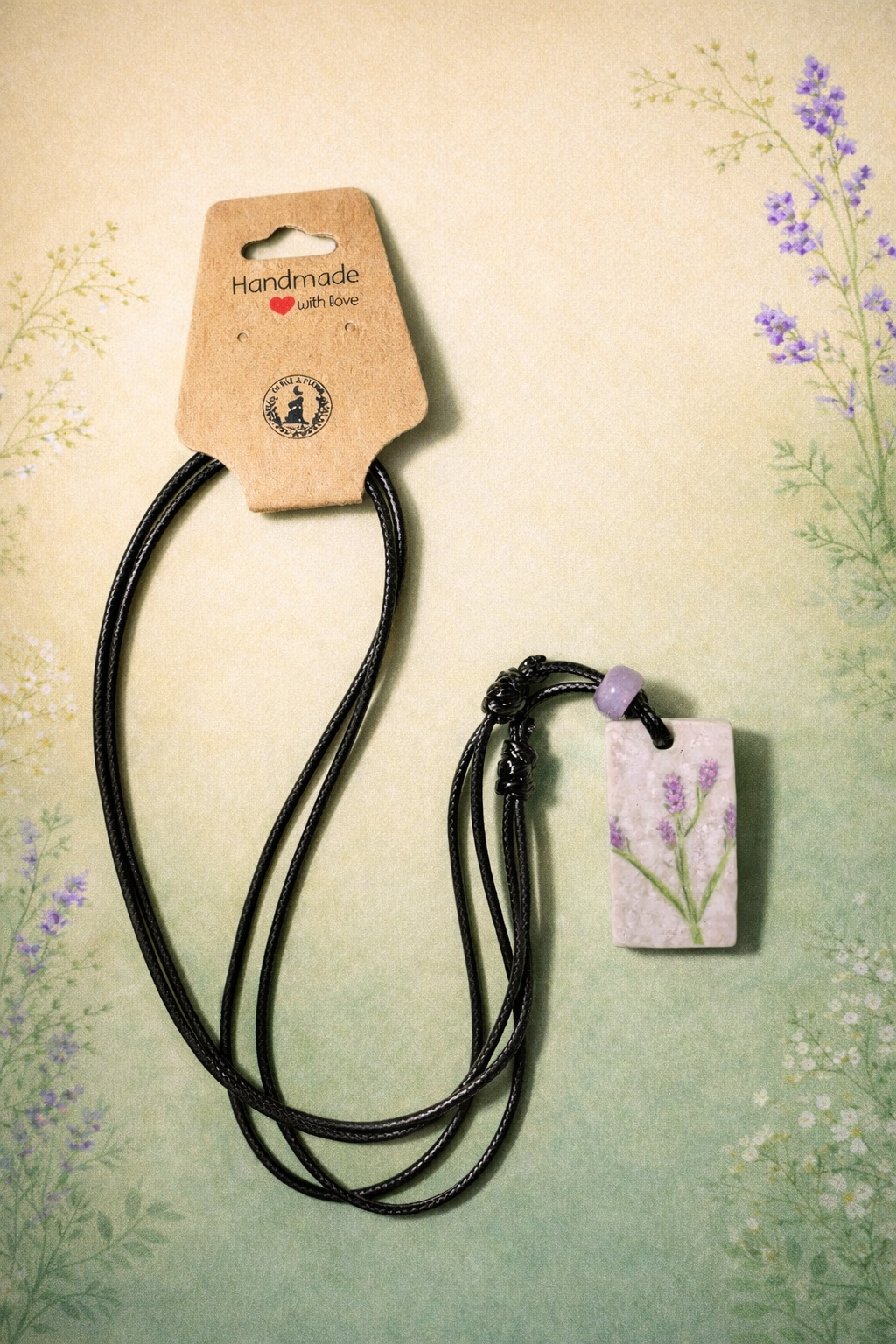 Handcrafted Clay and Crystal Necklace - Botanical Jewellery