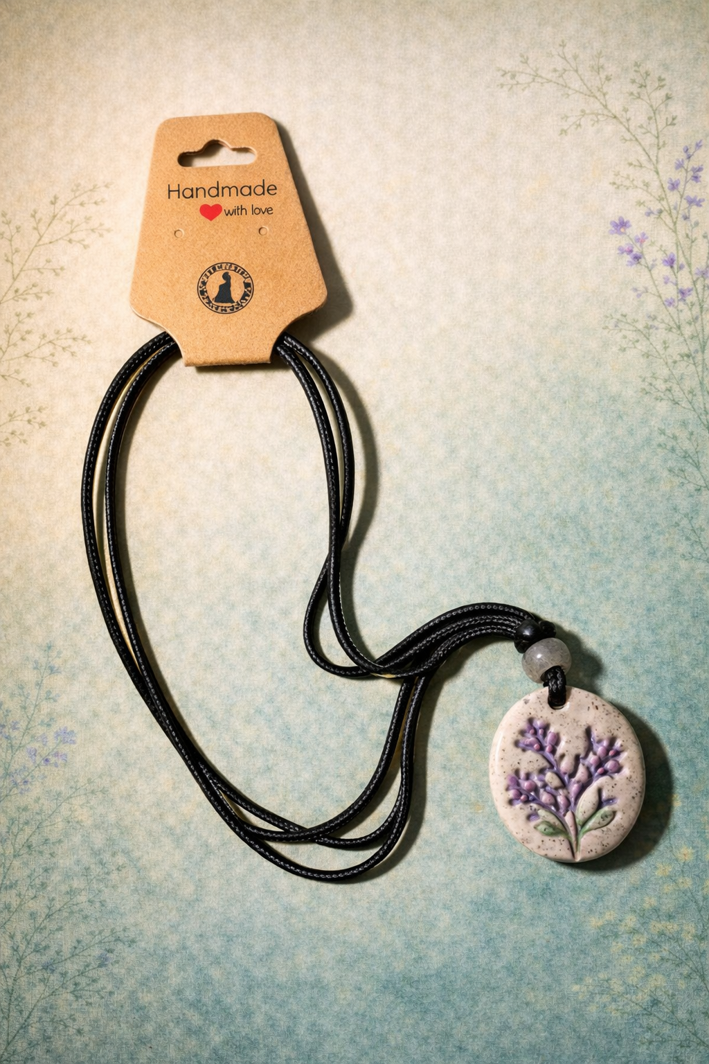 Handcrafted Clay and Crystal Necklace - Botanical Jewellery