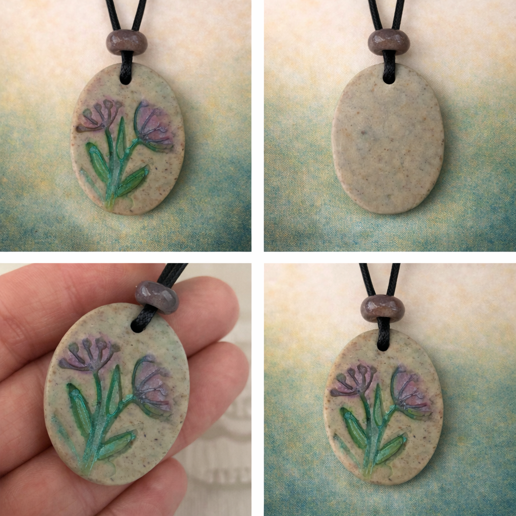Handcrafted Nature Inspired Clay & Crystal Necklace
