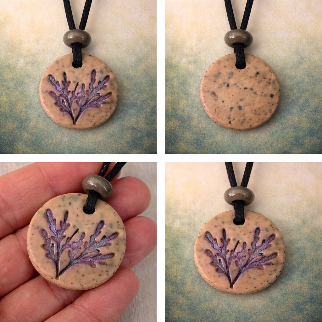 Handcrafted Clay and Crystal Necklace - Botanical Jewellery