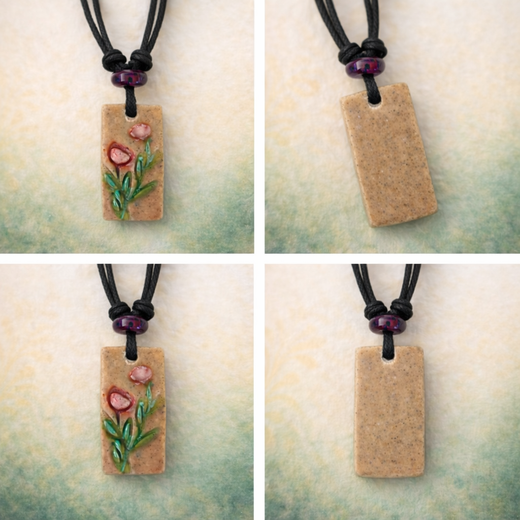 Handcrafted Nature Inspired Clay & Crystal Necklace