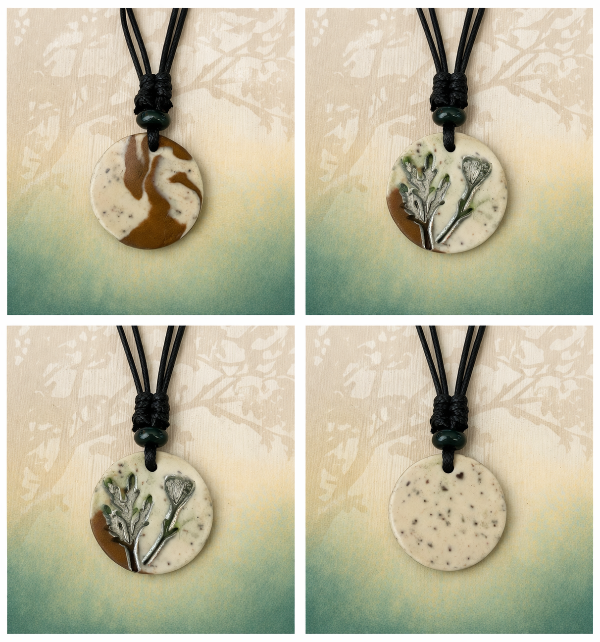 Handcrafted Nature Inspired Clay & Crystal Necklace