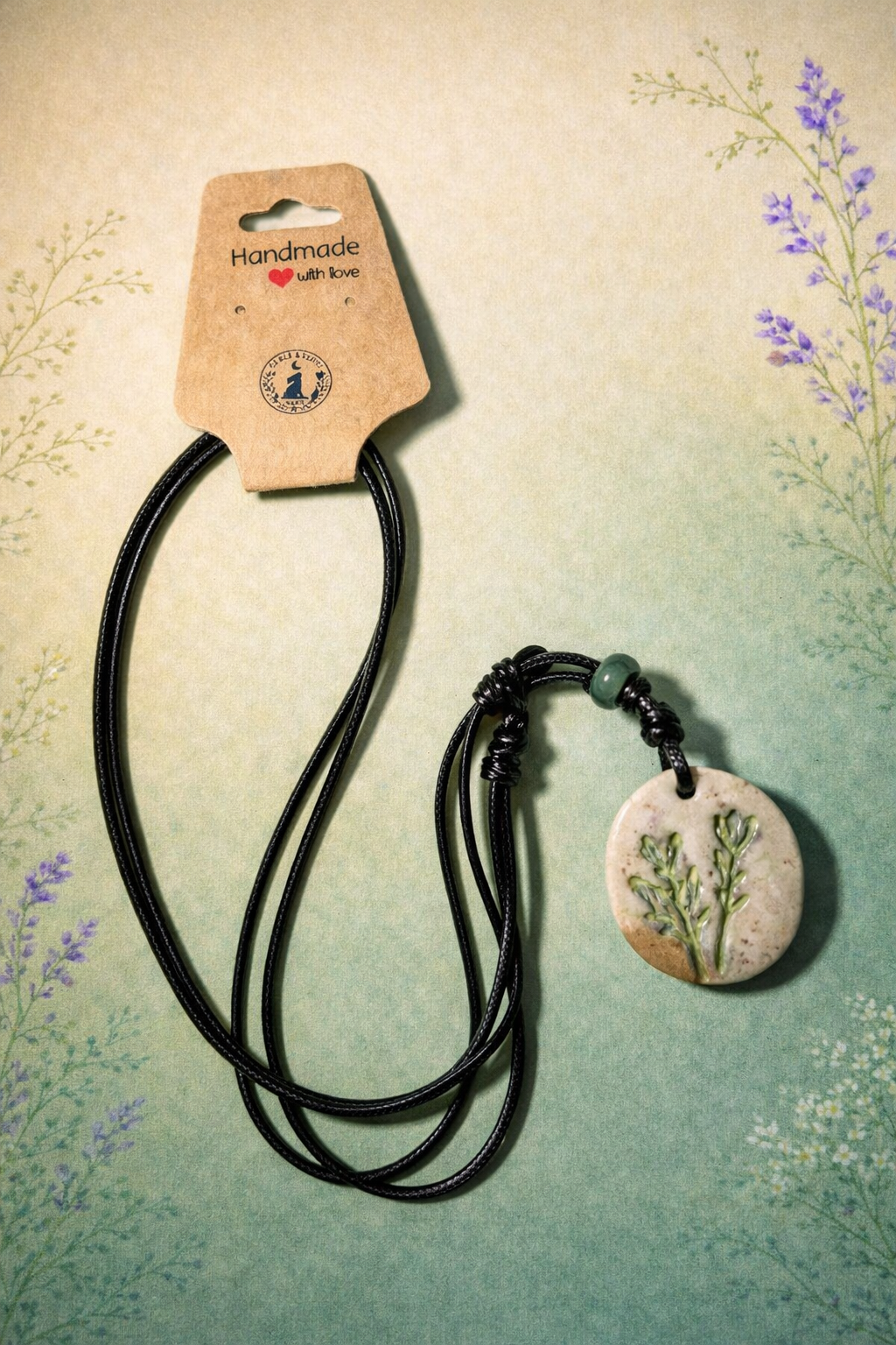 Handcrafted Nature Inspired Clay & Crystal Necklace