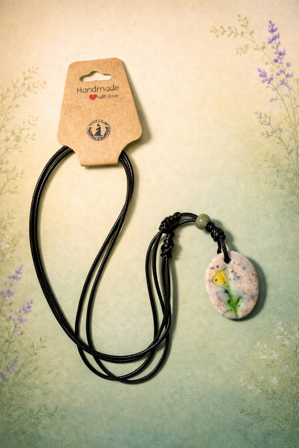 Handcrafted Nature Inspired Clay & Crystal Necklace