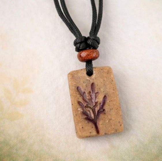 Handcrafted Clay & Crystal Necklace, Botanical Jewellery