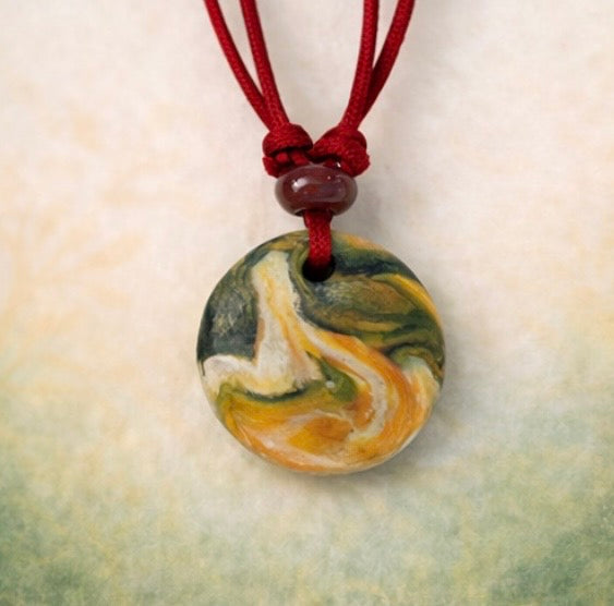Handcrafted Clay & Crystal Necklace, Botanical Jewellery