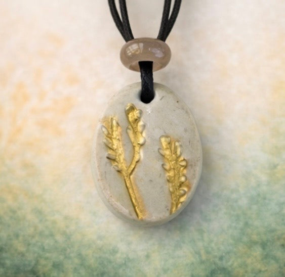 Handcrafted Natural Clay & Crystal Necklace, Botanical Jewellery