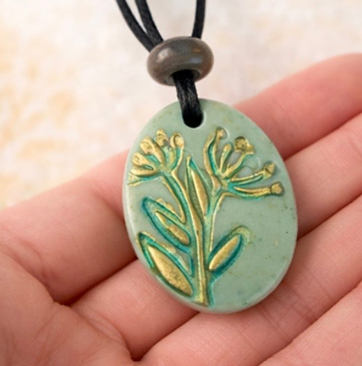 Handcrafted Nature Inspired Clay & Crystal Necklace