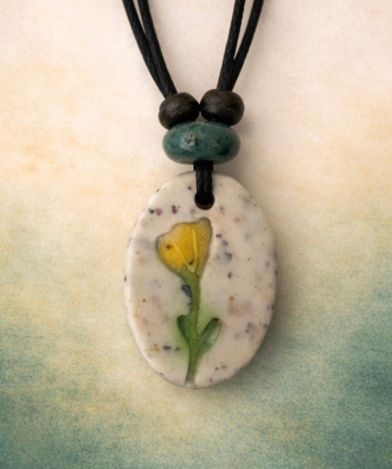 Handcrafted Nature Inspired Clay & Crystal Necklace