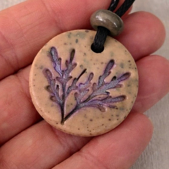 Handcrafted Clay and Crystal Necklace - Botanical Jewellery