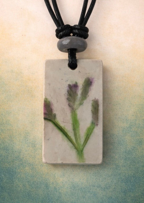 Handcrafted Clay and Crystal Necklace - Botanical Jewellery
