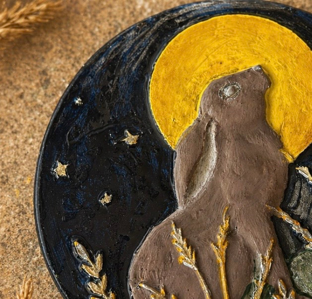 Moongazing Hare Wall Plaque