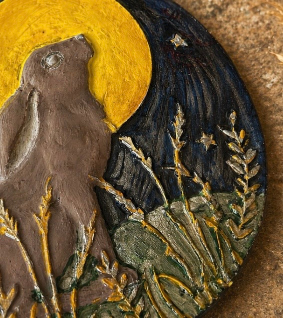 Moongazing Hare Wall Plaque